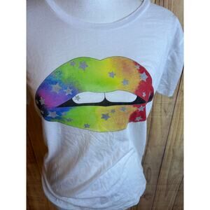 Chaser Mouth Lips Rainbow Tshirt Women's Size S NEW